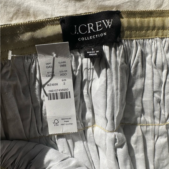 J. Crew Collection pleated linen skirt in metallic gold - Picture 2 of 3